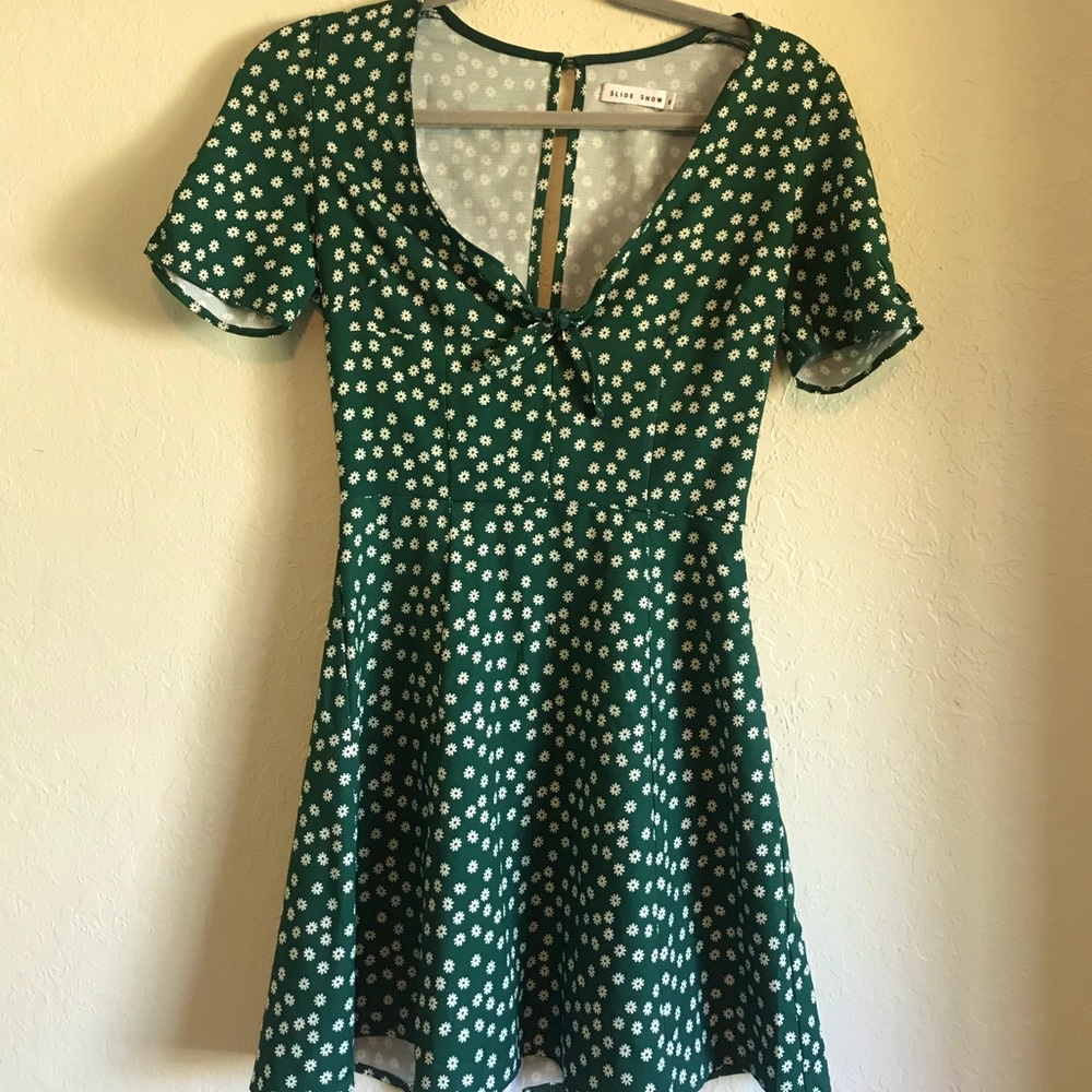 Green floral dress